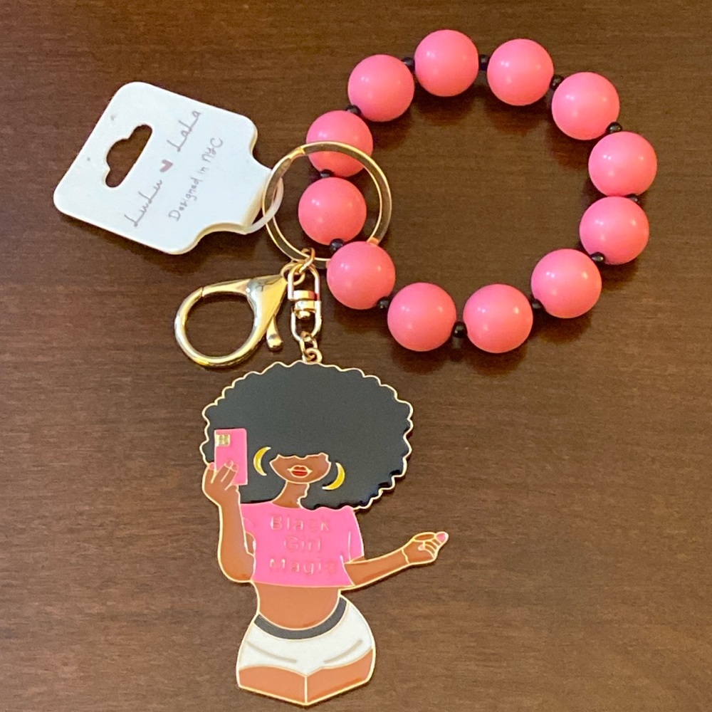 Black Girl Magic Beaded Keychain